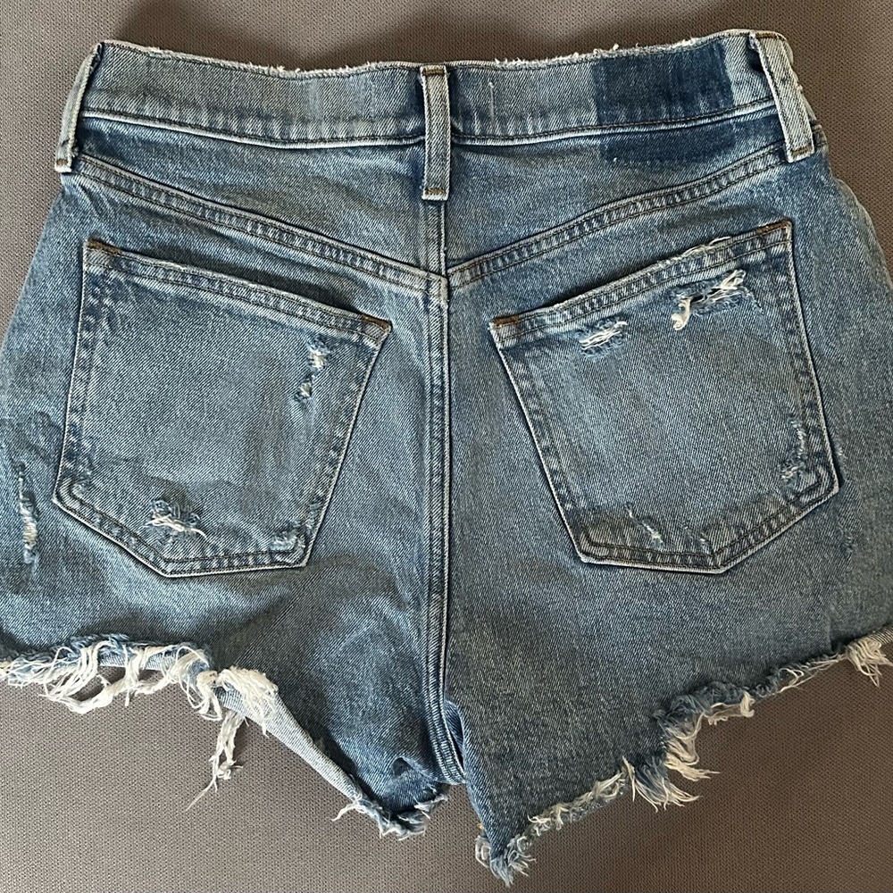 Abercrombie & Fitch Blue Jean Shorts Distressed Frayed Hem - Picture 2 of 3